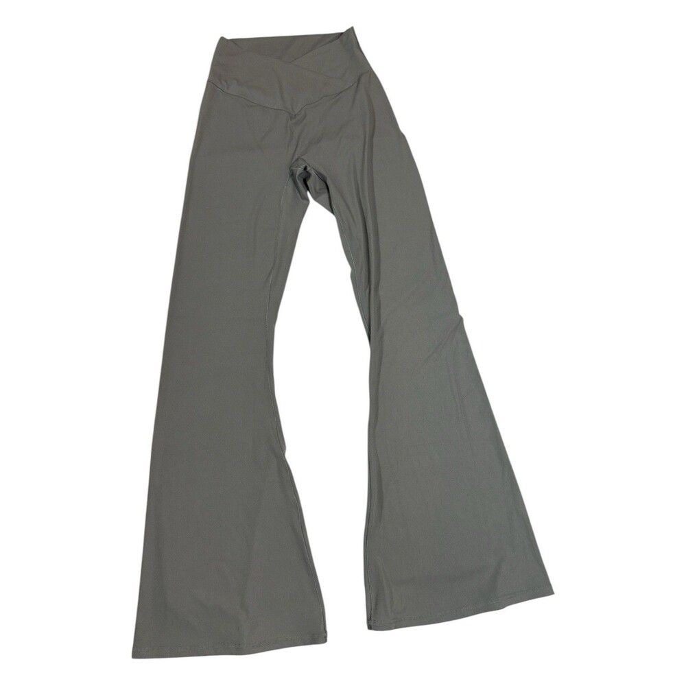 Sunzel Flare Yoga Pants Womens M Gray Crossover High Waist Bell Bottom